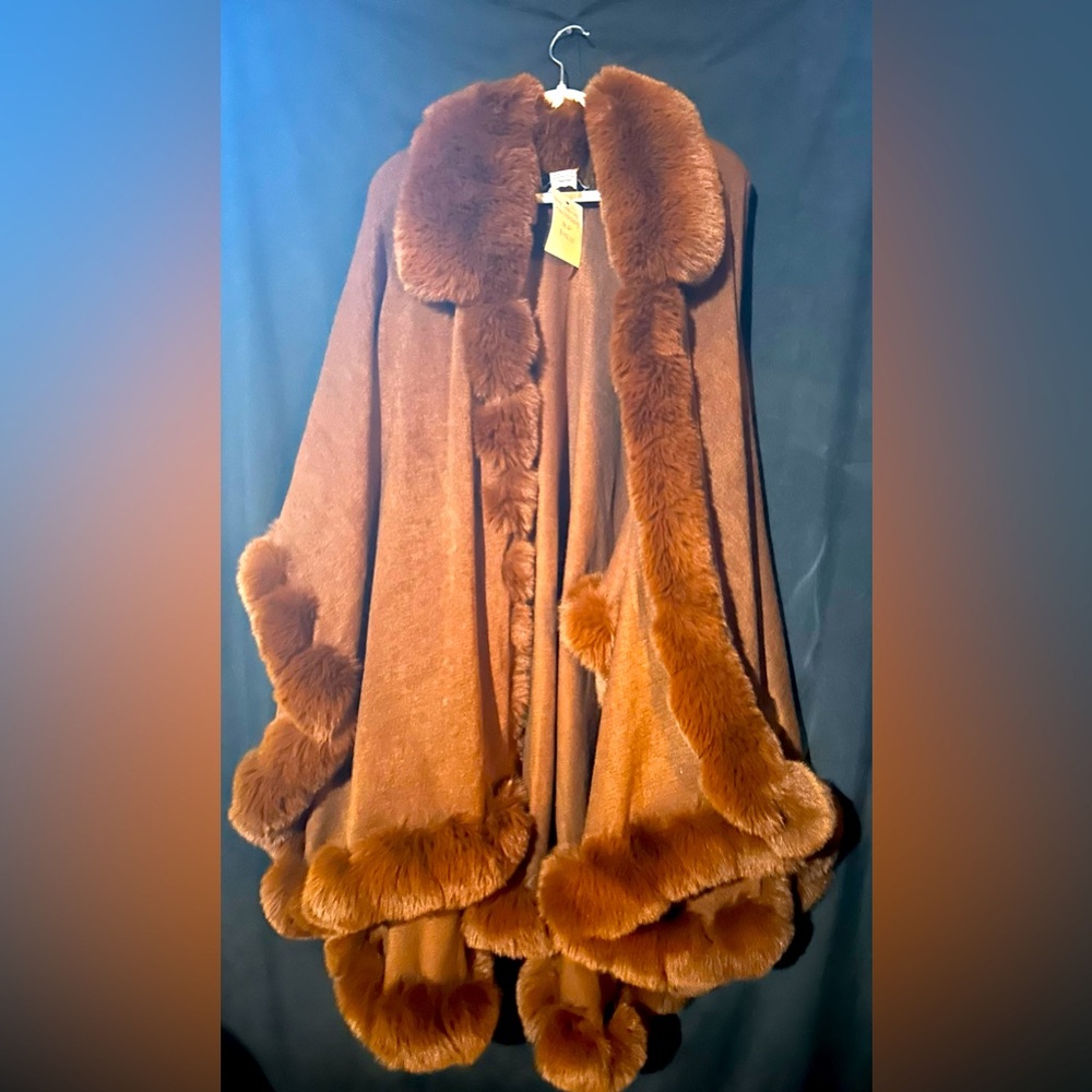 Luxurious Brown Ombré Shrug with Cascading Layers